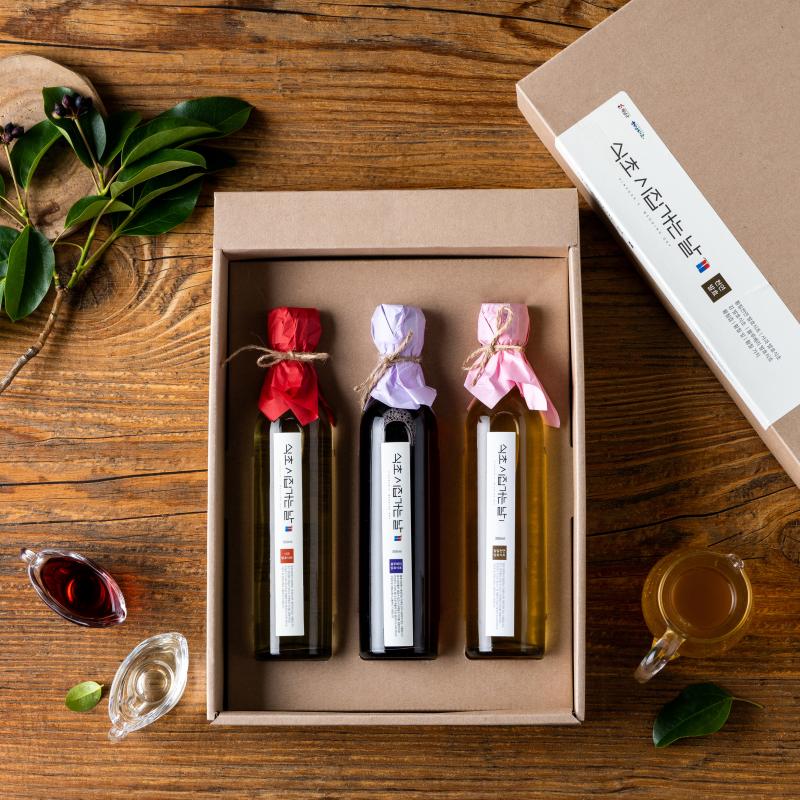 천연발효식초 3종(블루베리+사과+황칠 각300ml)